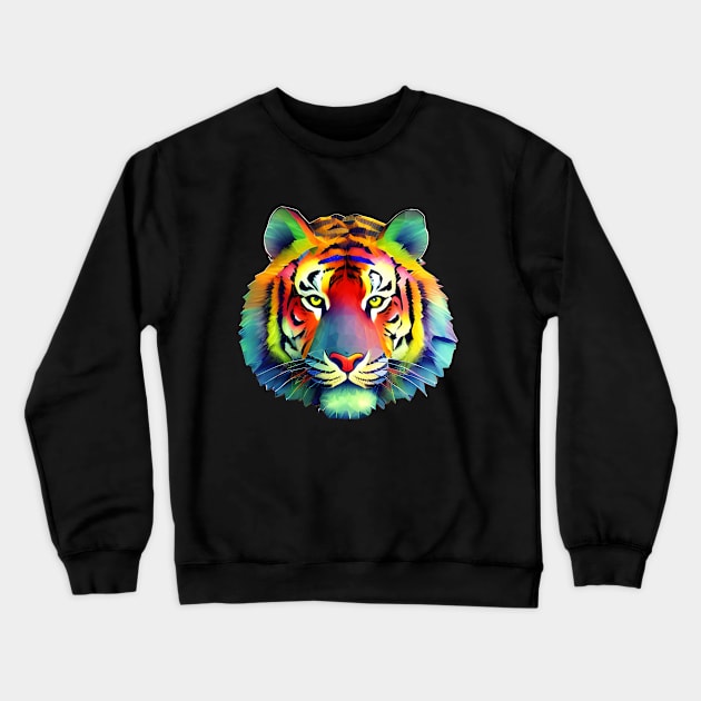 Rainbow Tiger Crewneck Sweatshirt by popkulturniy